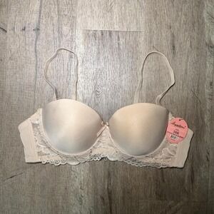 Angelina Lace Balconette Bra Bow Detail Size 38B Cream Ivory Feminine